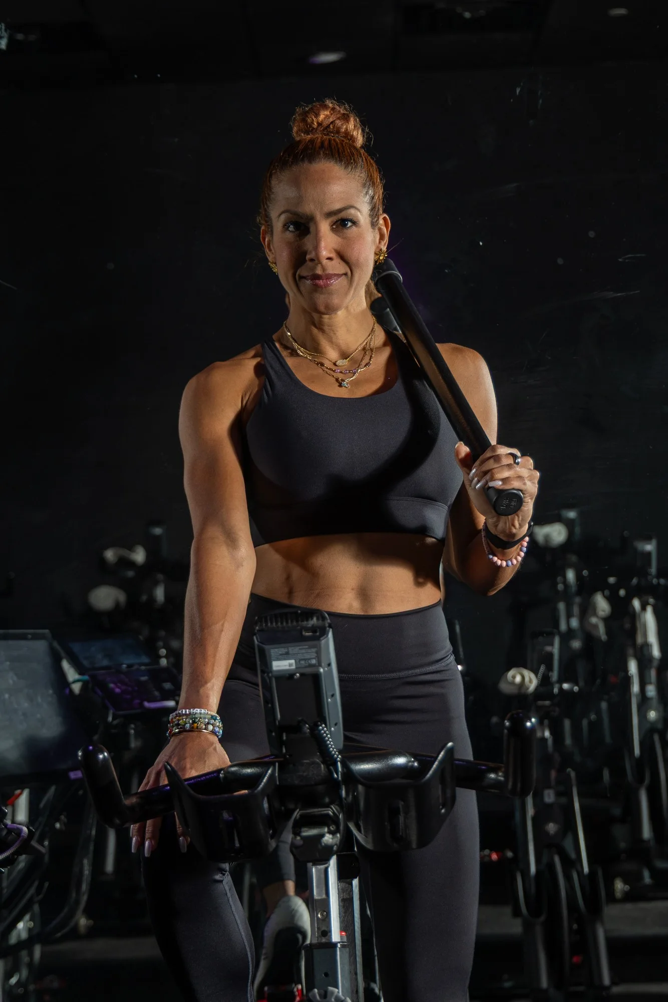 CycleBar Sugar Land instructor with headset microphone